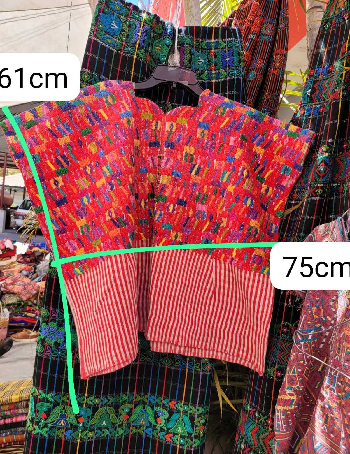 Bright red Chile Verde huipil #3-51