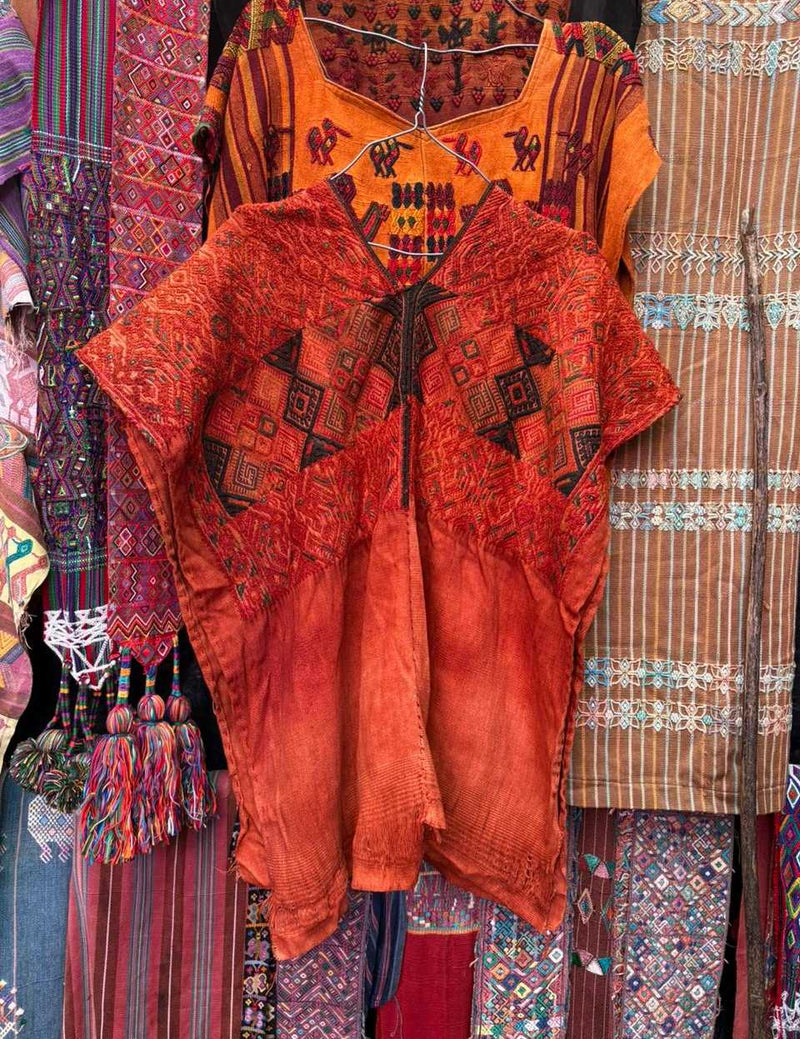 Burnt orange Nahuala huipil #1-57