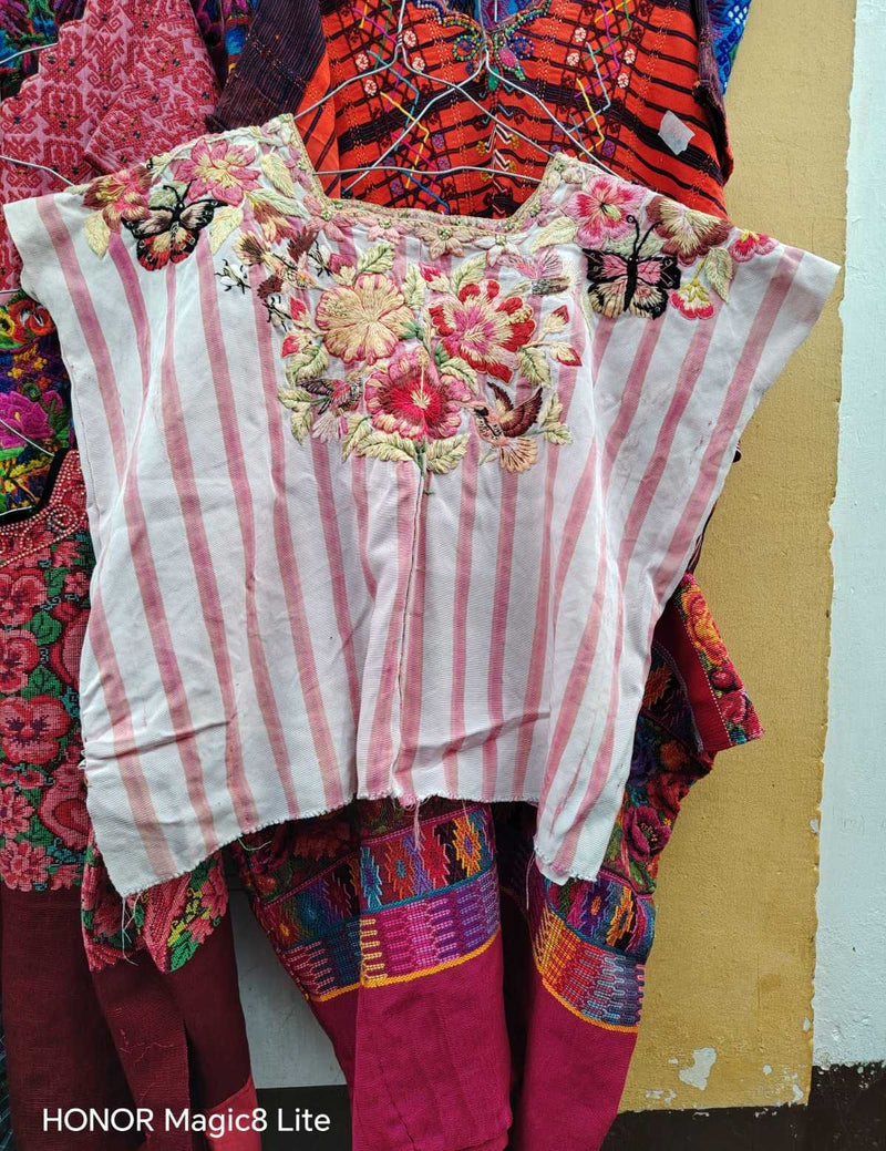 Pink and White Santiago Huipil #6-336