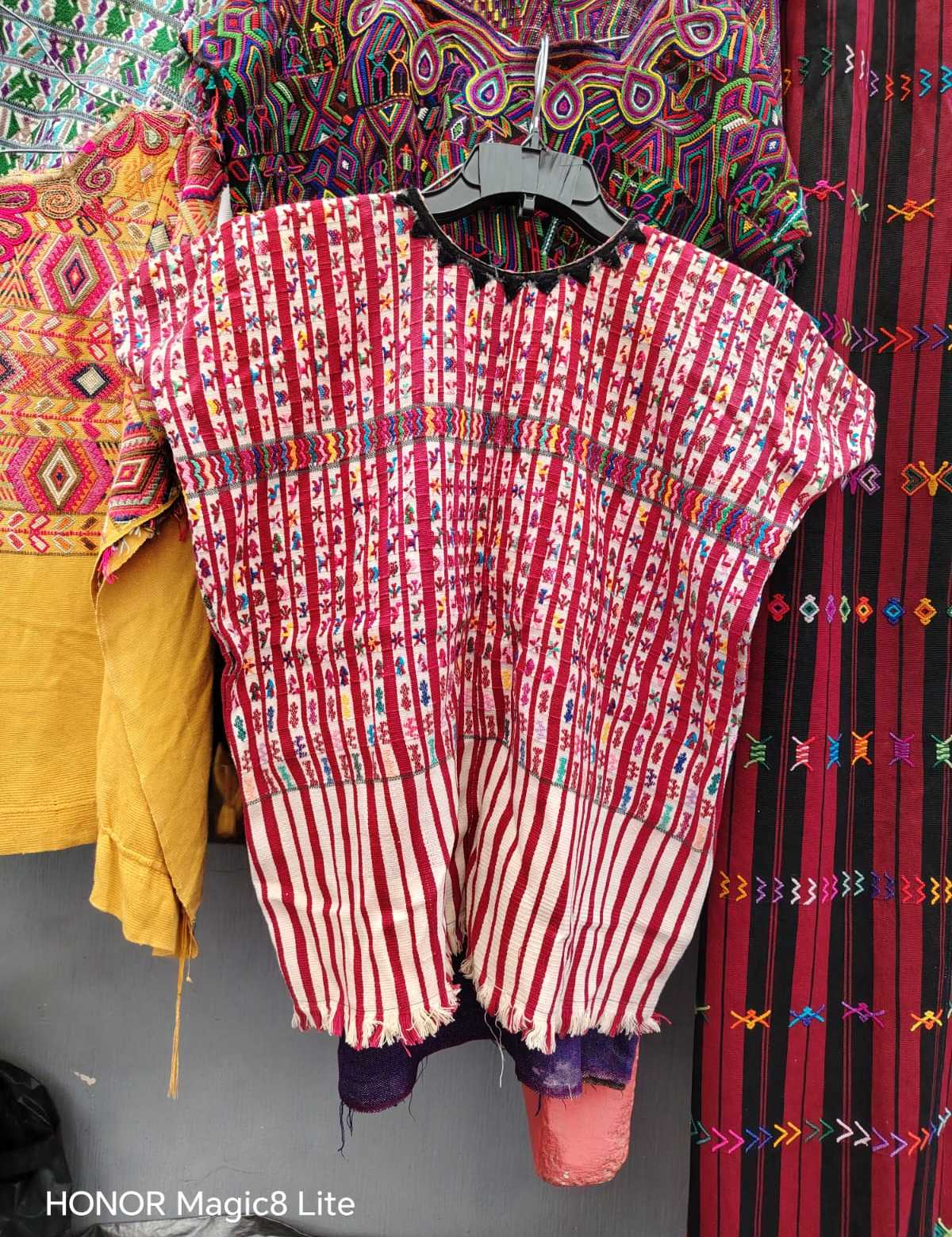 red candy striped San Lucas huipil #4-231