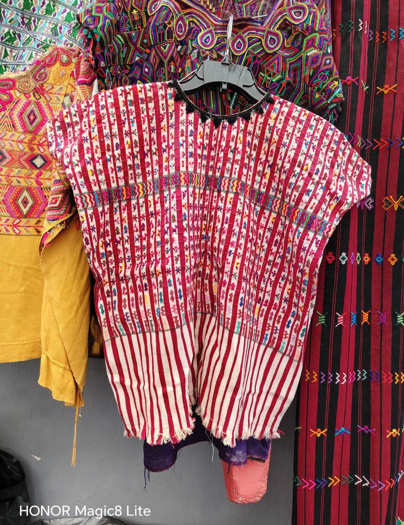 Red candy striped San Lucas huipil #4-231