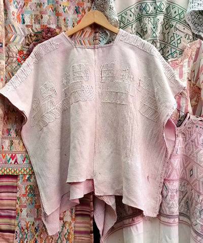 Vintage Guatemalan huipil with handwoven Mayan embroidery