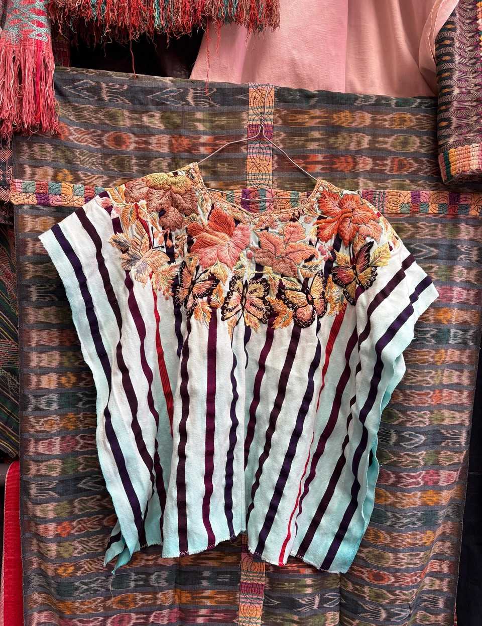 Peach butterflies Santiago huipil #4-276