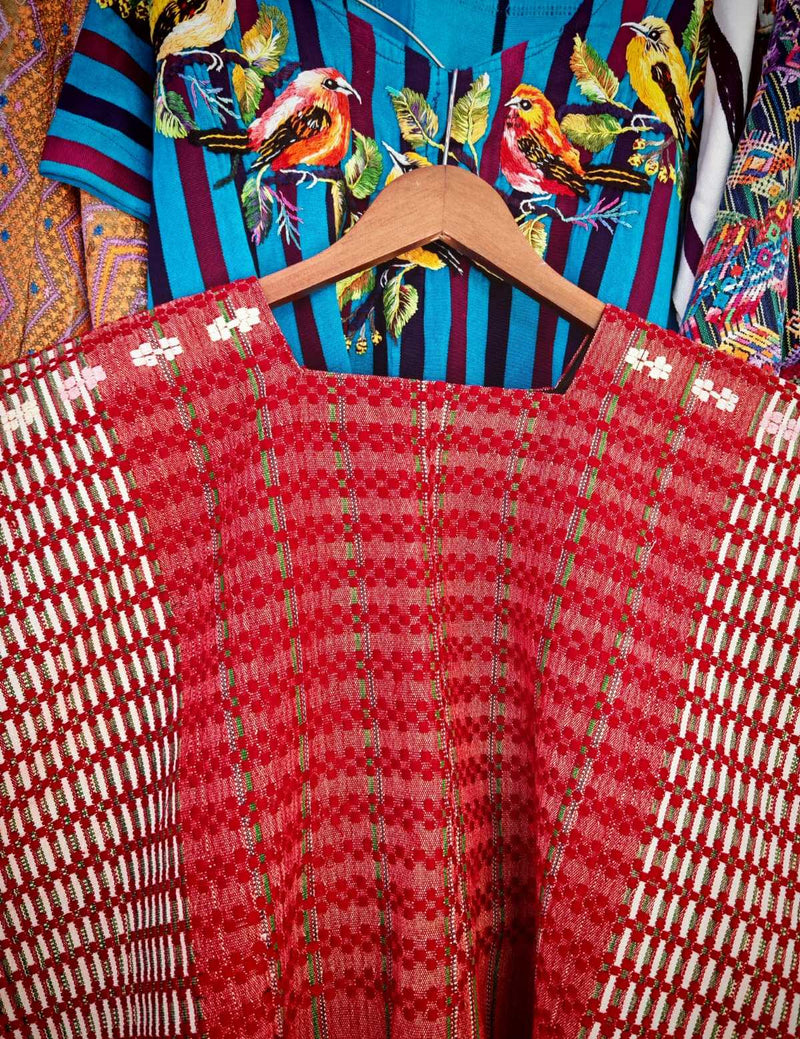 (Reserved for Cheryl) Red and white Colotenango huipil #2-22