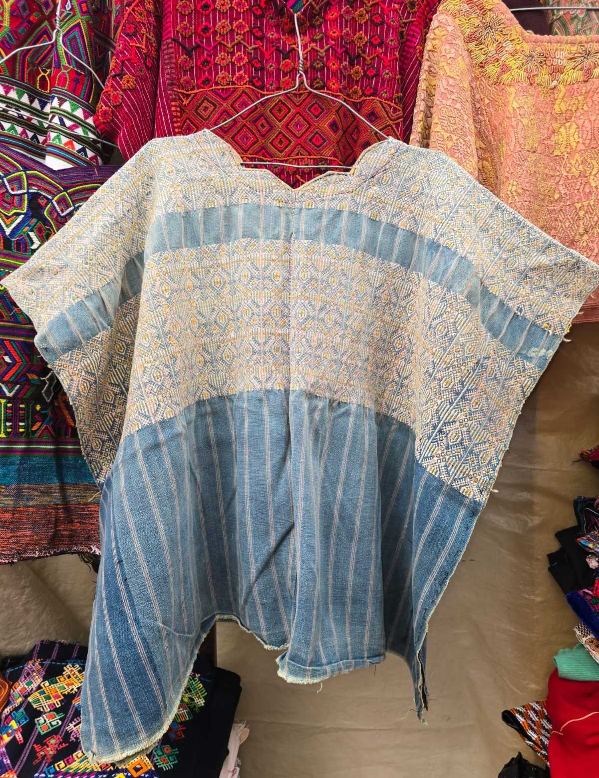Indigo and gold Nahuala huipil #6-166