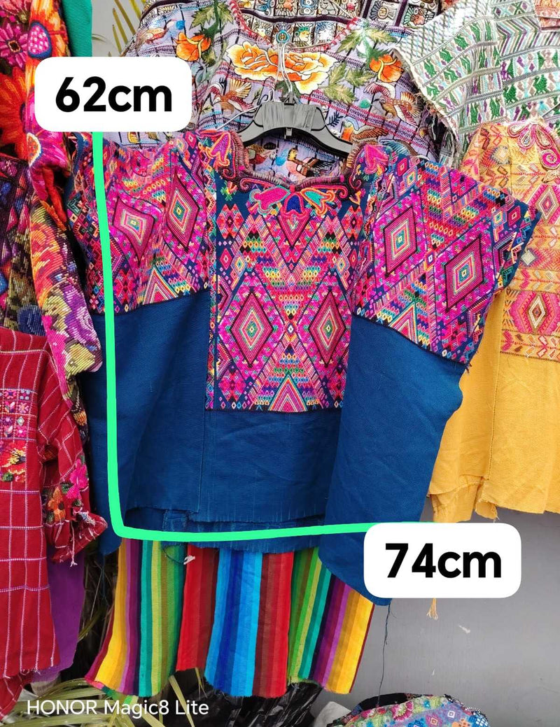 Pink and blue Chichicastenango huipil #4-38