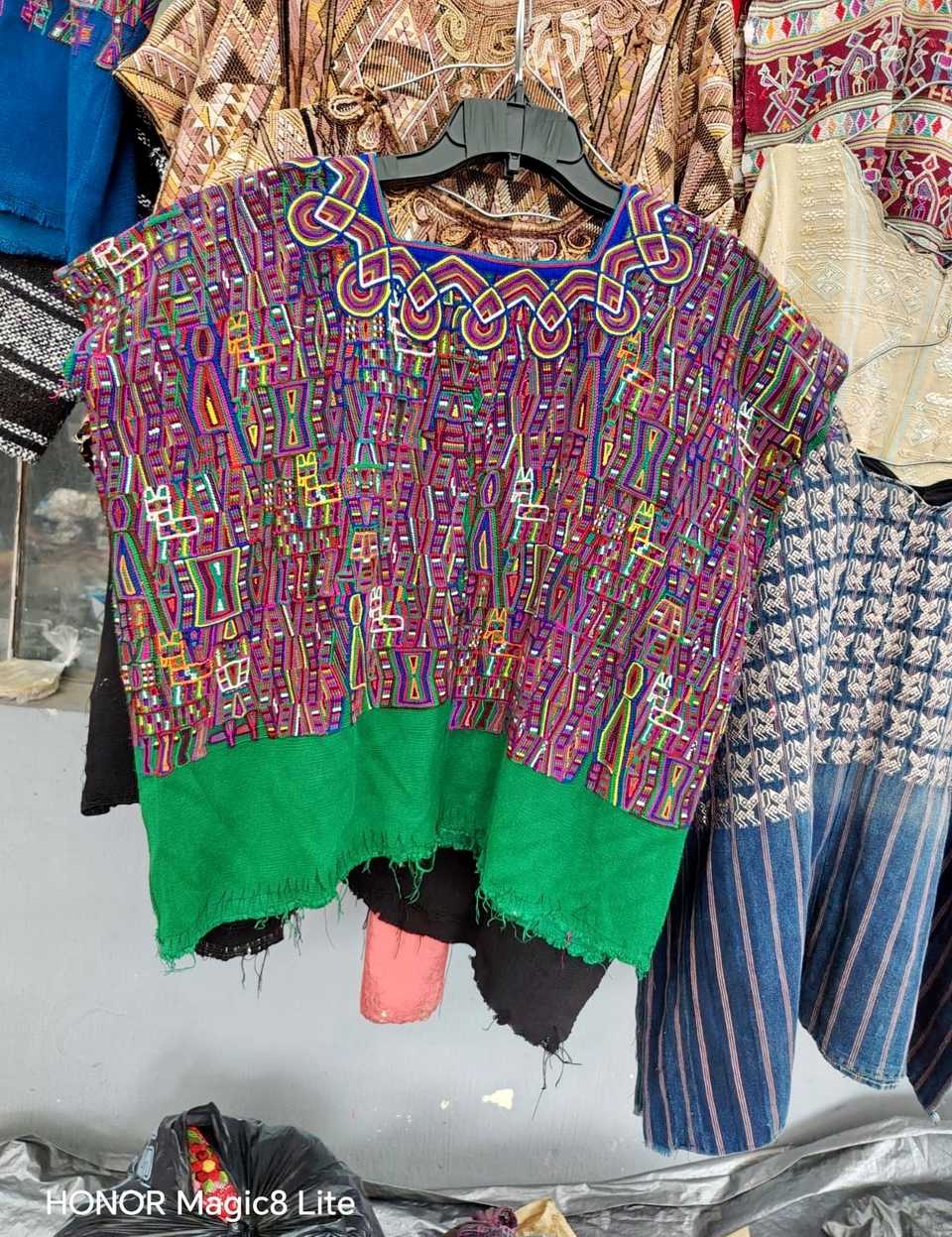 Green and pink Nebaj huipil #5-362