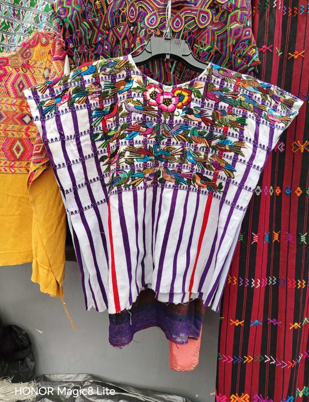 Plum and white Santiago huipil #4-227