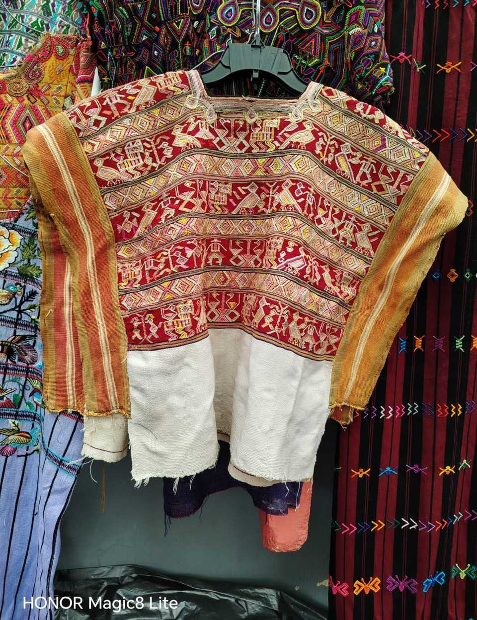 Red gold and white Nebaj huipil #4-250