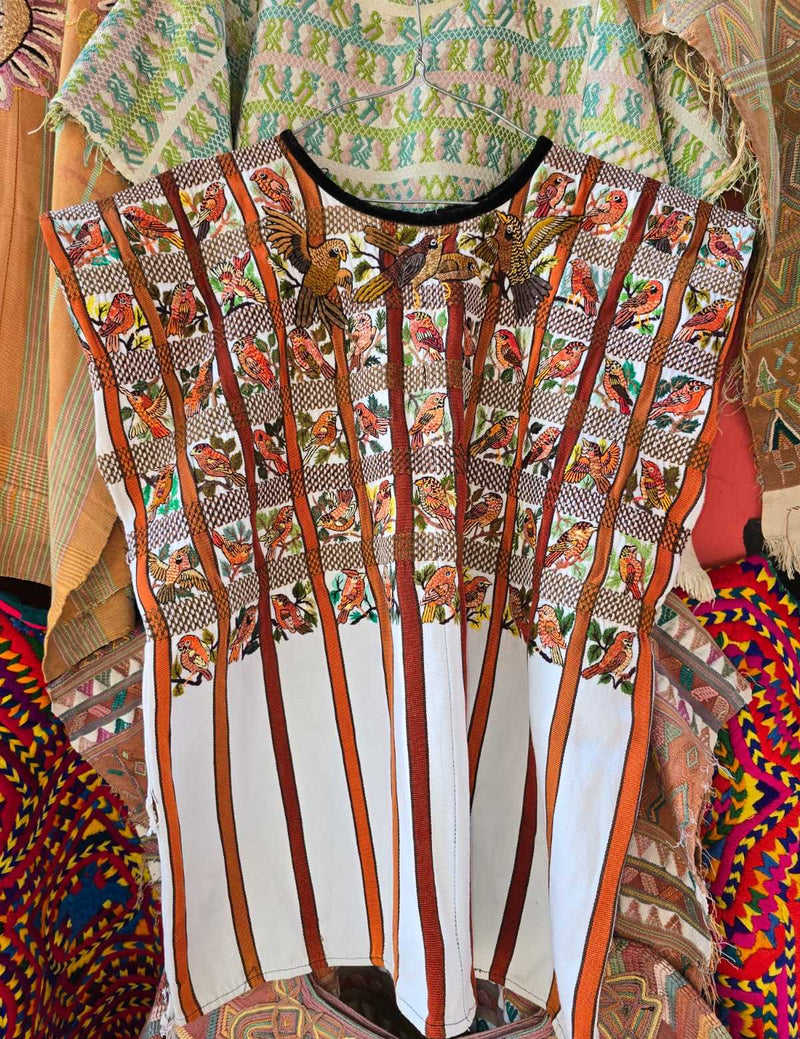 Orange and white Santiago Huipil #6-244