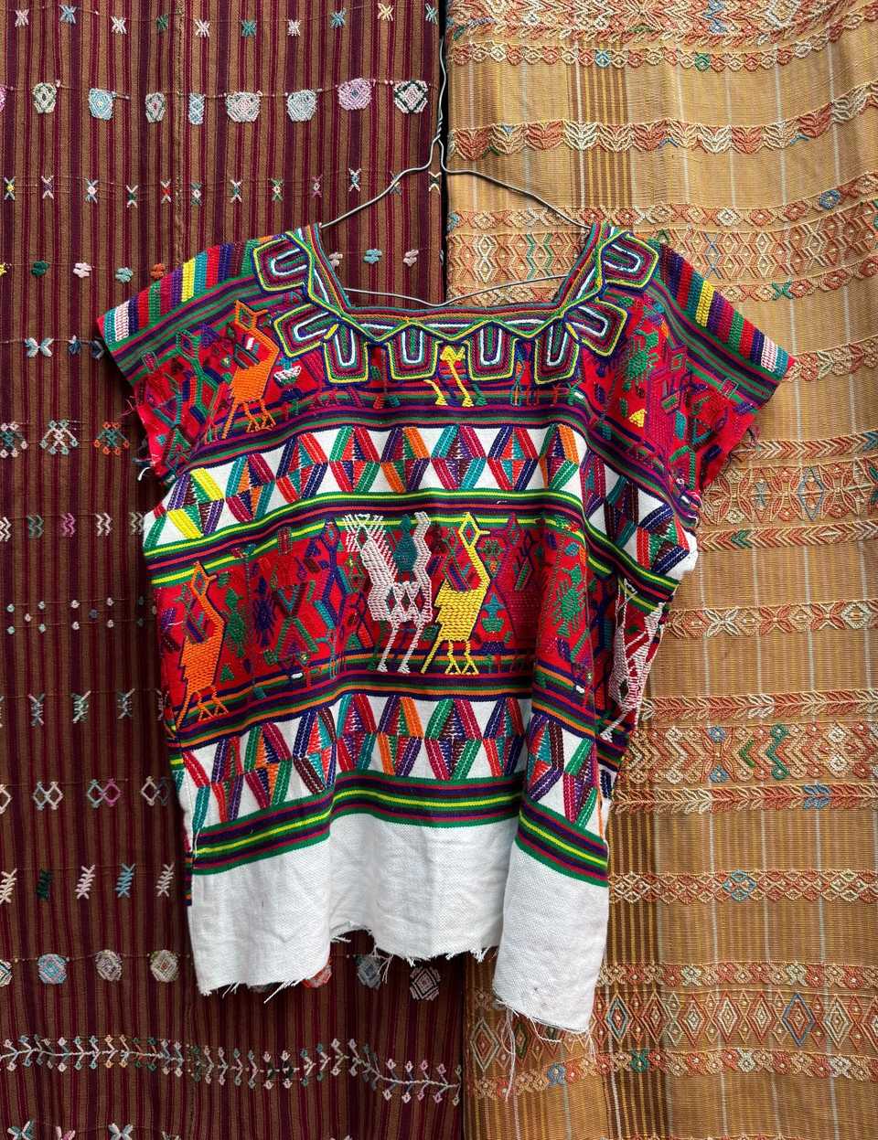 Playful red Nebaj huipil #5-82