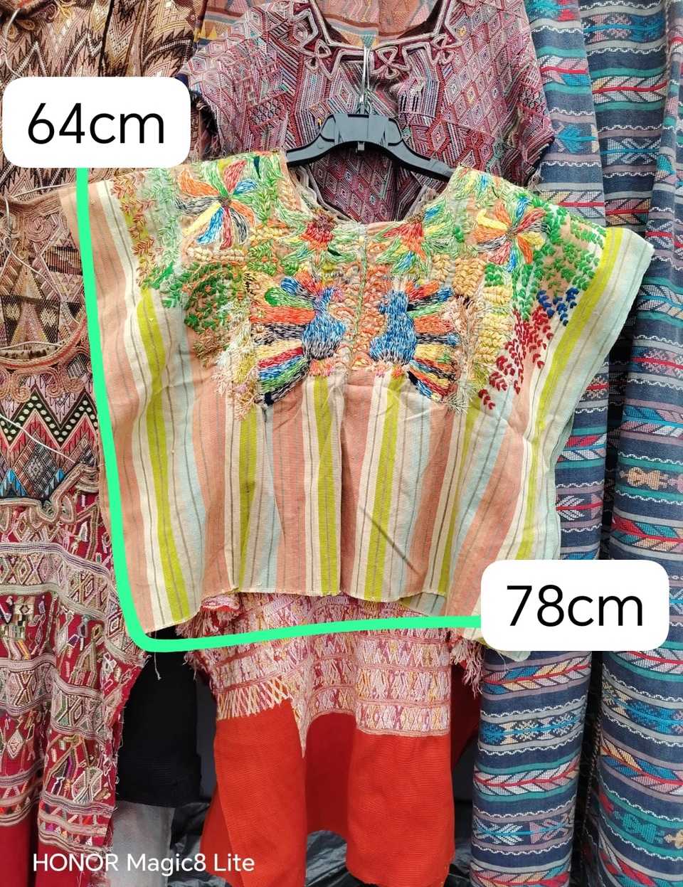 Peach and green Santiago huipil #4-325