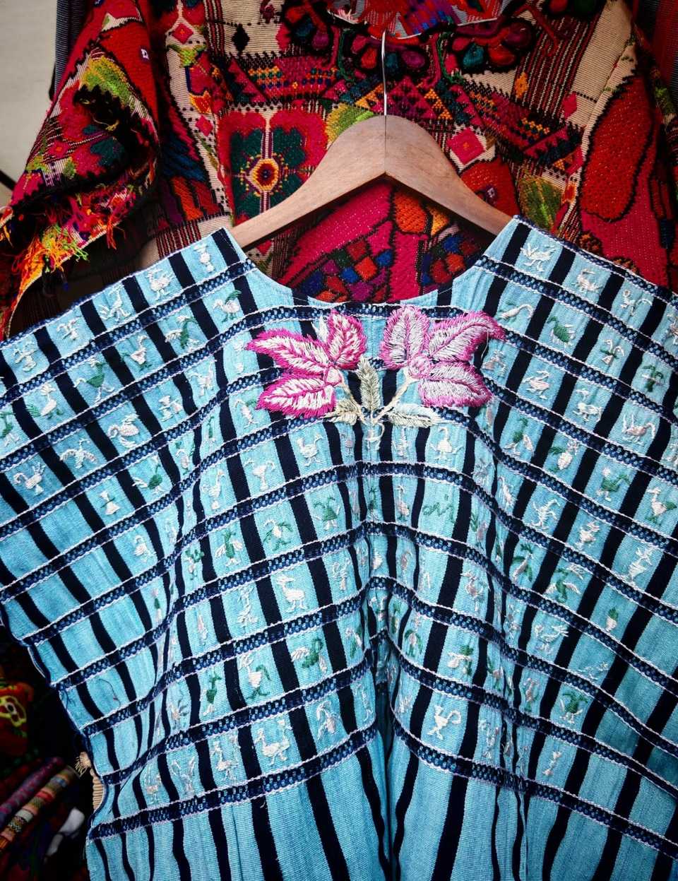 Blue and black gingham Santiago huipil #5-8