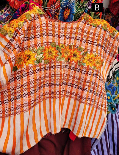 Orange and white Santiago huipil #2-67