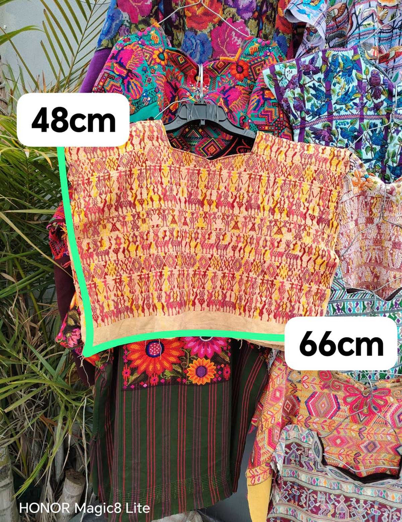 Red and yellow Coban huipil #4-217