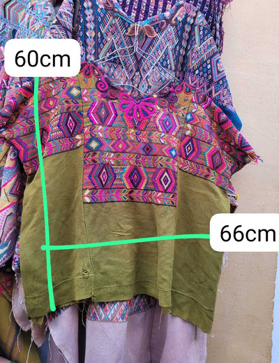 Pink and green Chichicastenango huipil #2-127