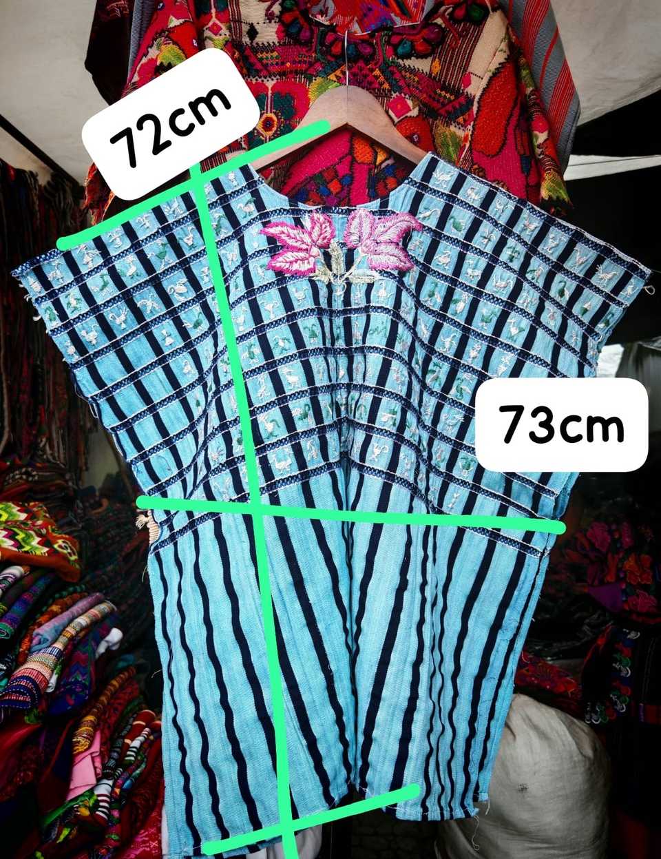 Blue and black gingham Santiago huipil #5-8