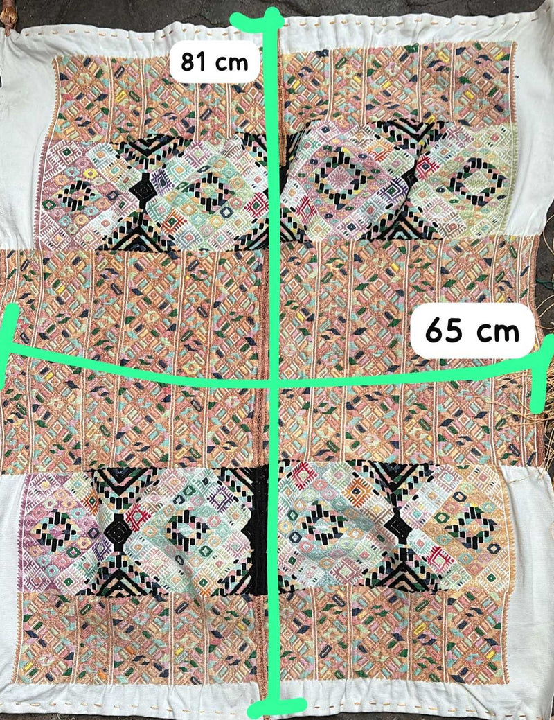Colourful beige Nahuala ceremonial  cloth #2-8