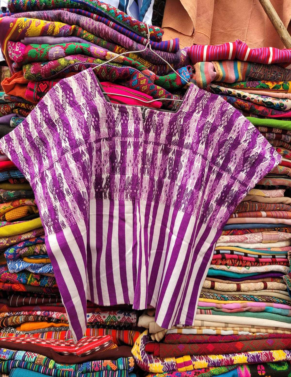 Purple and white Sacatepequez huipil #3-2