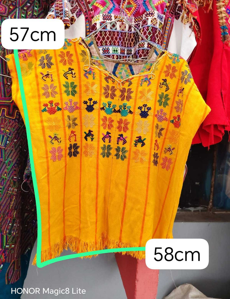Bright yellow San Lucas Toliman huipil #6-151