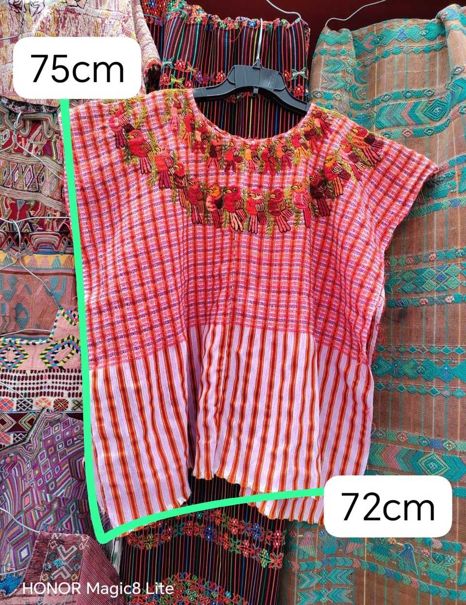Warm red gingham Santiago huipil #5-131