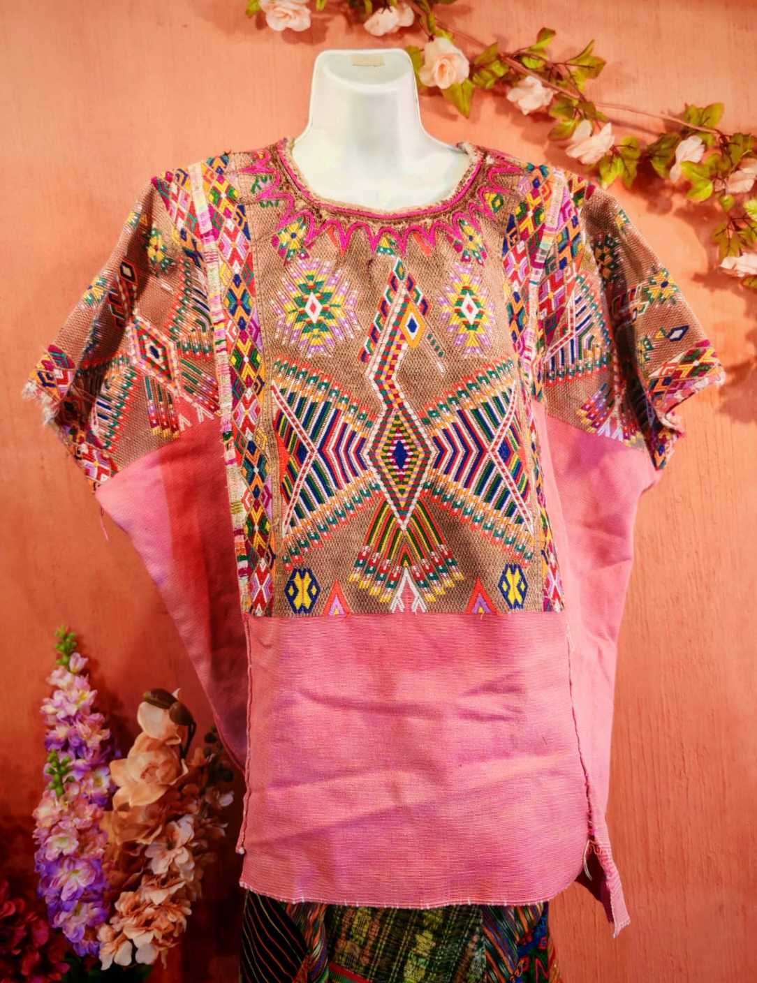 Pink rising phoenix Chichi huipil #4-15