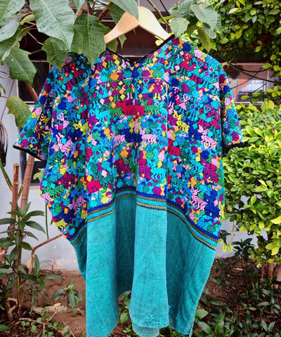 Vintage Guatemalan huipil with handwoven Mayan embroidery