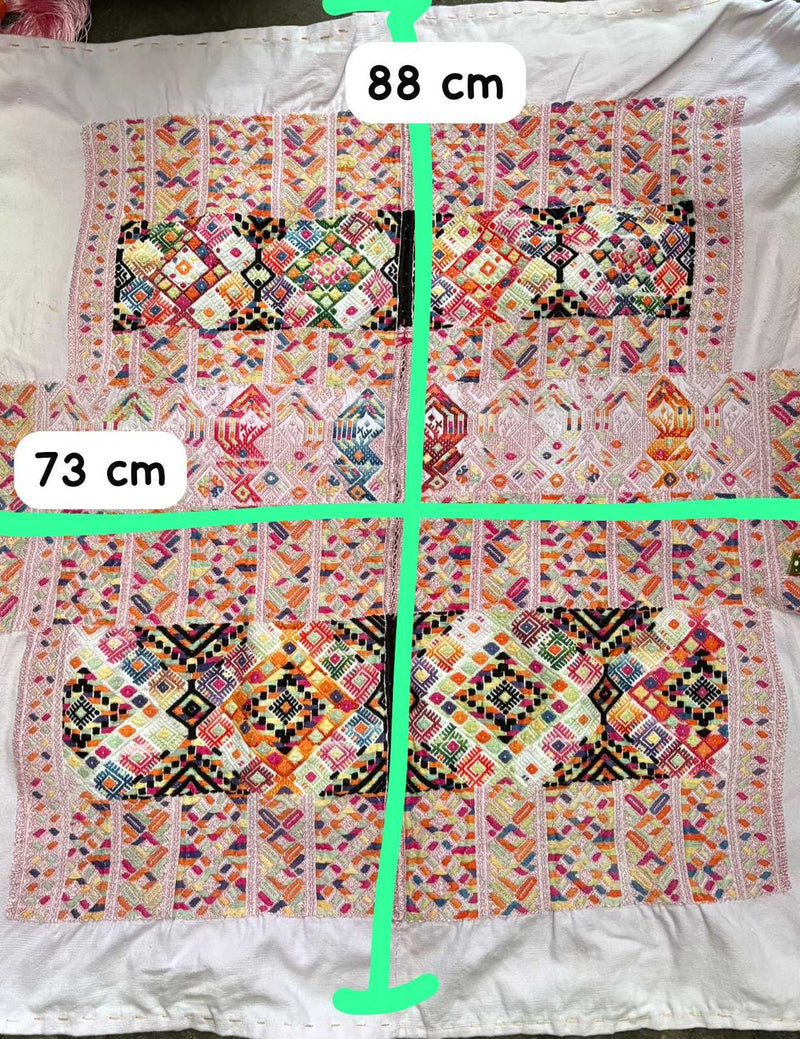 Colourful pink Nahuala ceremonial  cloth #2-7