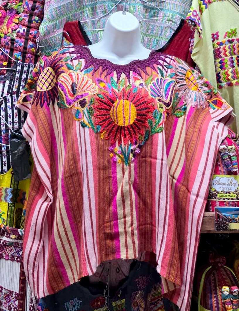 Silk floral Chichicasteango huipil #6-127