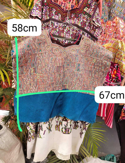 Blue and salmon Nebaj huipil #3-74