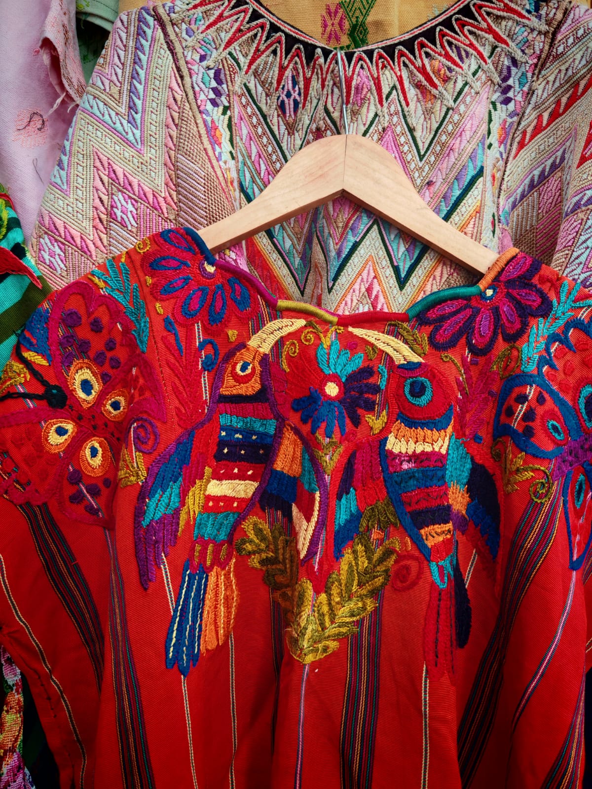 Coral Santiago and Red Chichi huipiles (reserved for Myriam)