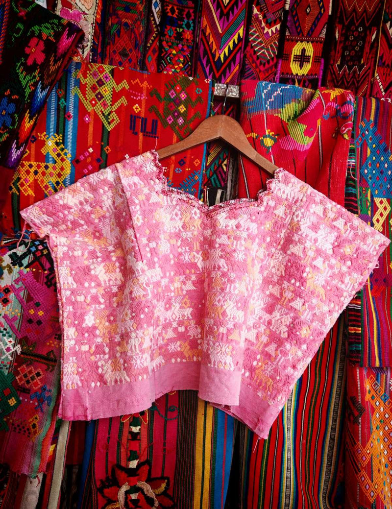 Pink and Coral Coban Huipil #6-295