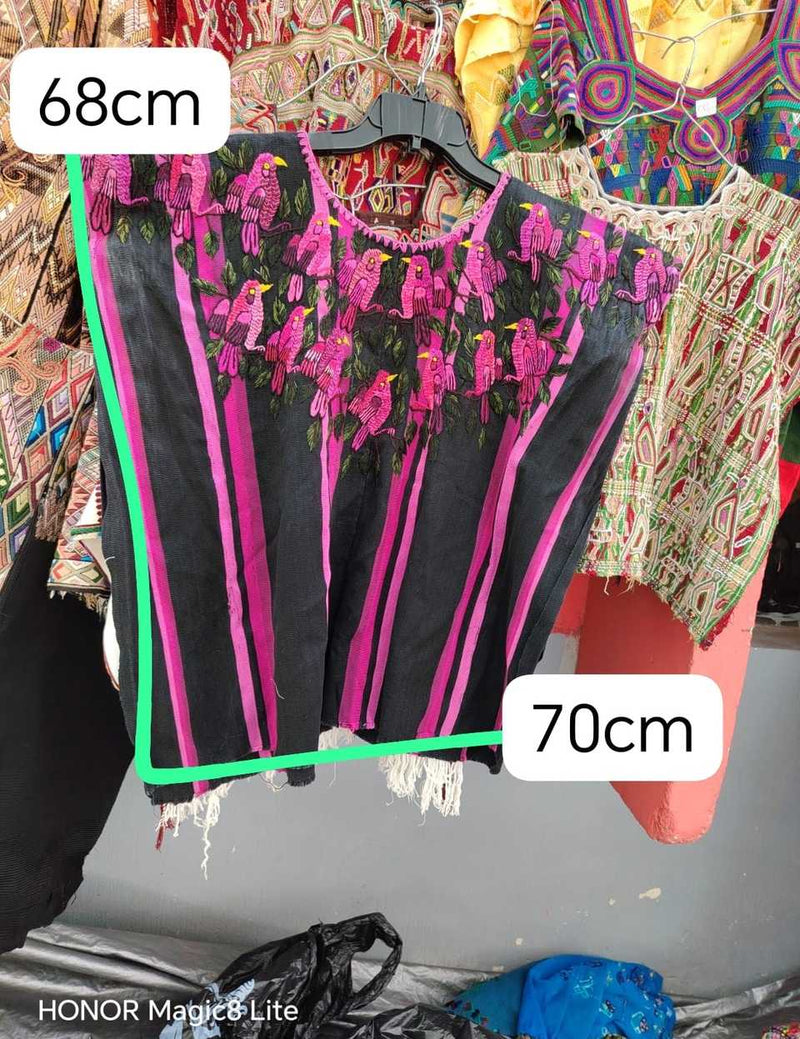 Pink and black Santiago huipil #5-36