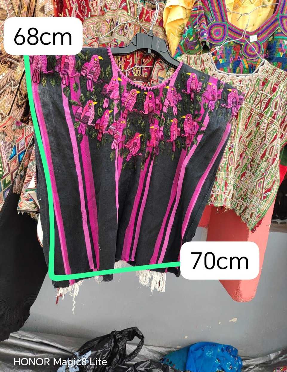 Pink and black Santiago huipil #5-36