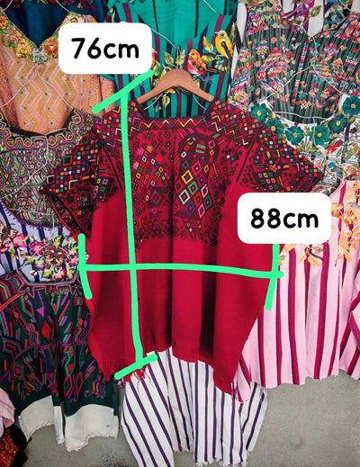 (Reserved for Jamie) Red and burgundy Chichi huipil #2-14