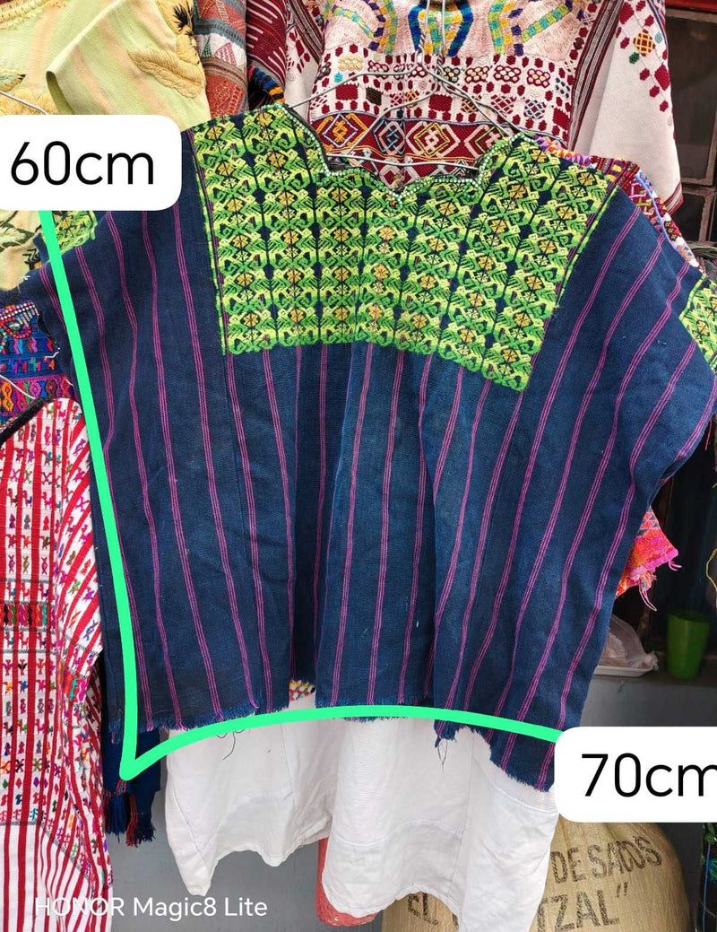 Indigo and lime green Nahuala huipil #6-61