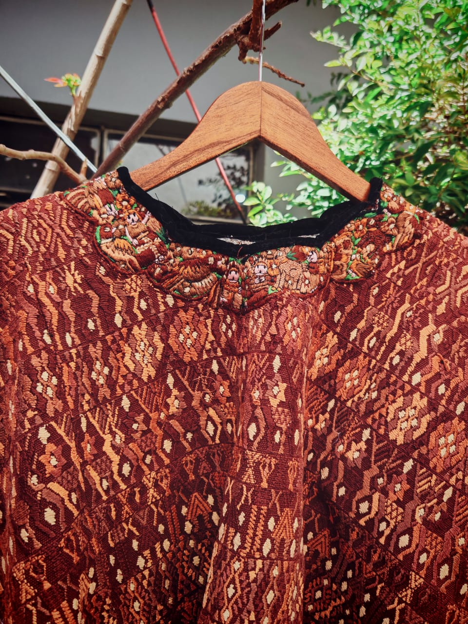 Chocolate brown Coban huipil for April