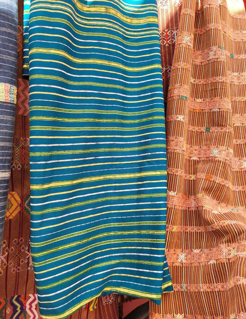 4 different green and blue handwoven cortes #2-104