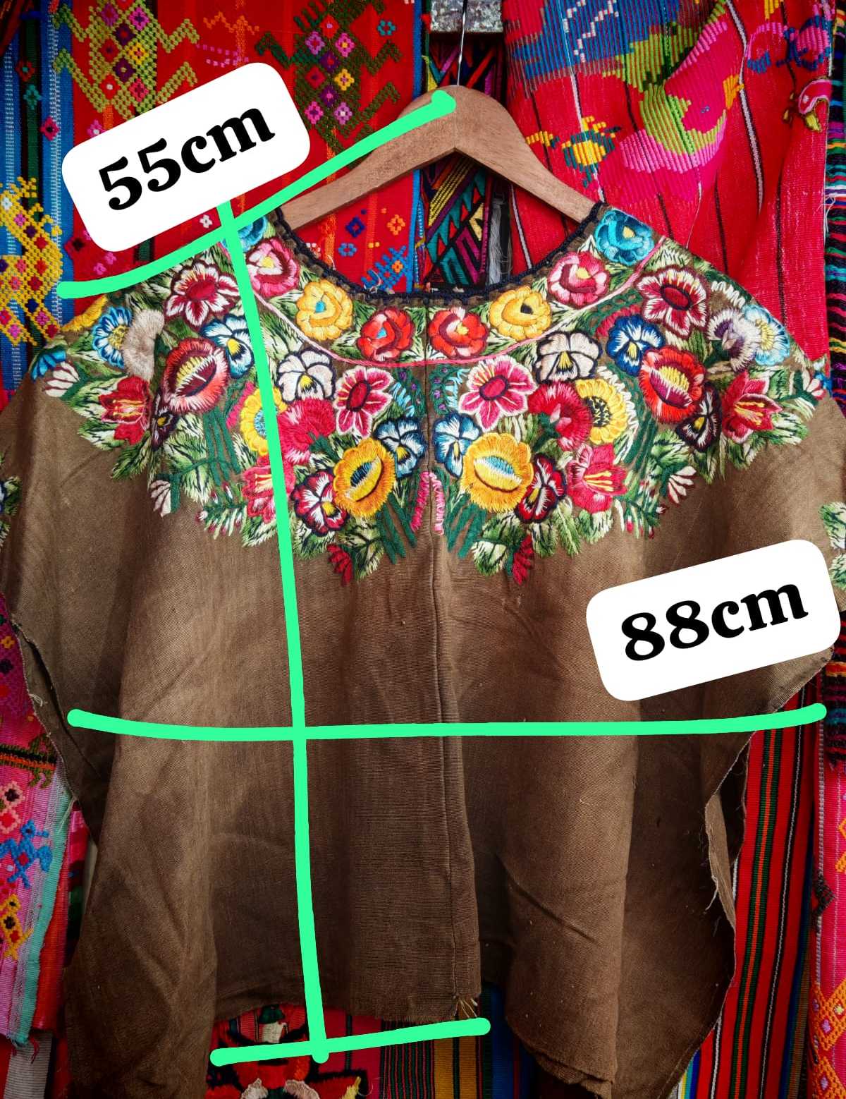 Floral on Brown Patzun Huipil #6-314