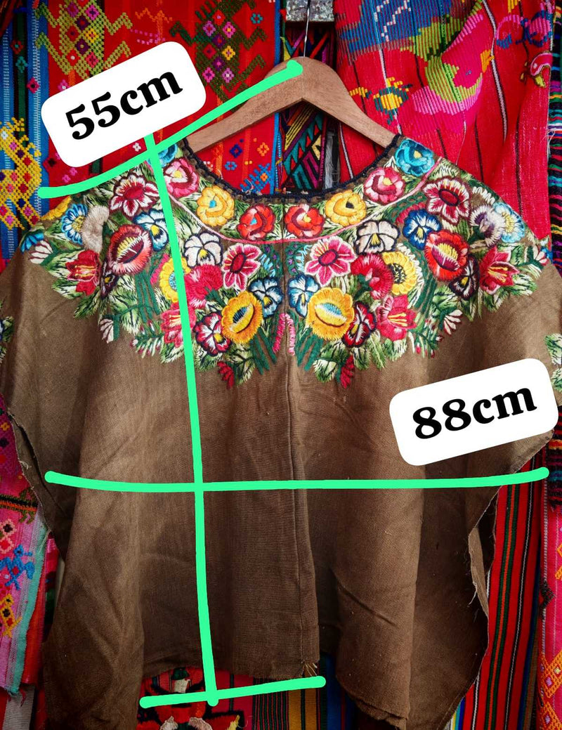 Floral on Brown Patzun Huipil #6-314