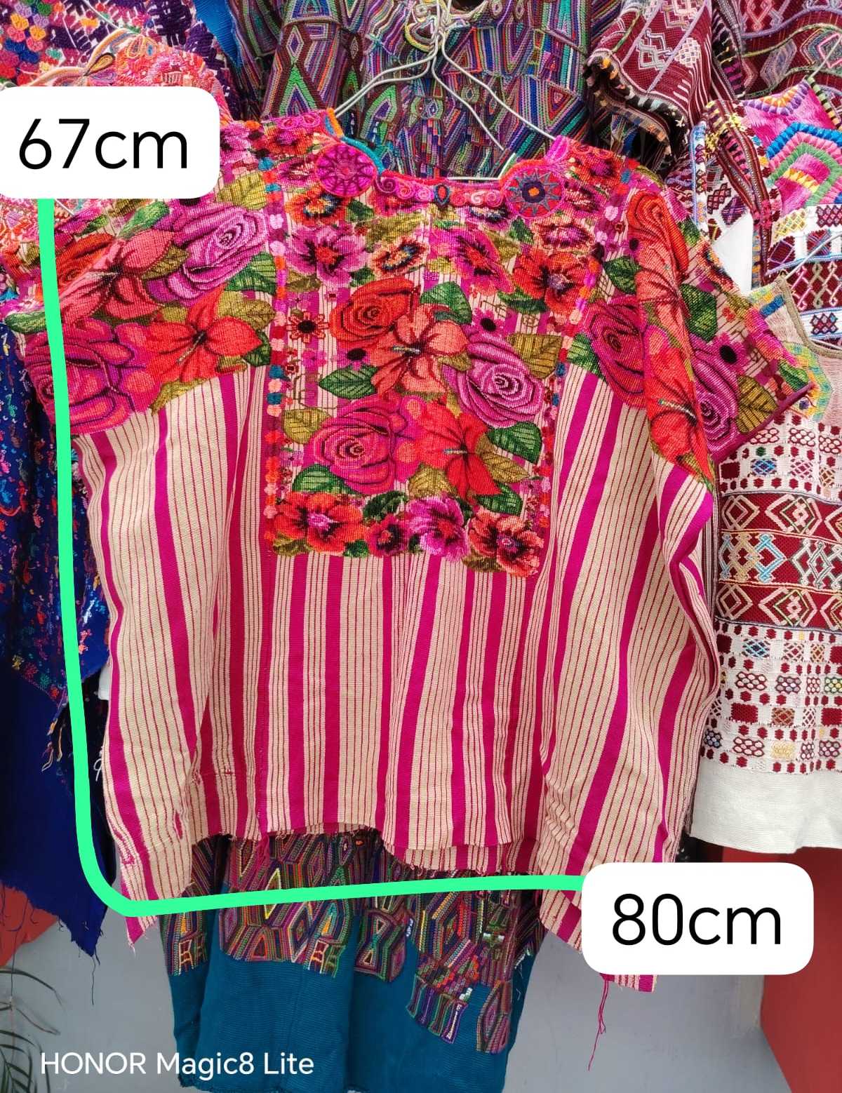 Roses on stripes Chichicastenango huipil #6-148