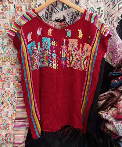 Vintage Guatemalan huipil with handwoven Mayan embroidery