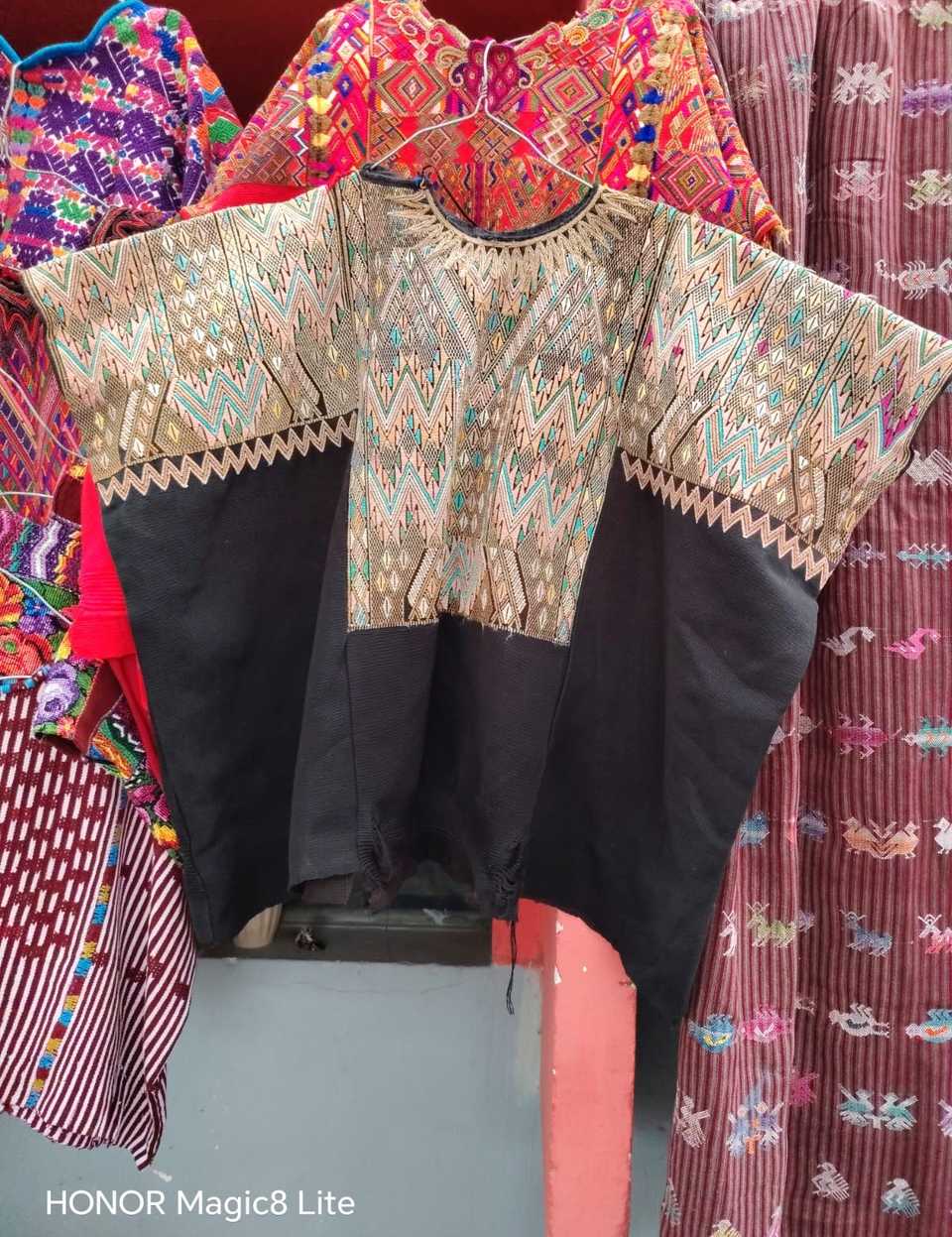 Brown and black Chichicastenango huipil #6-14