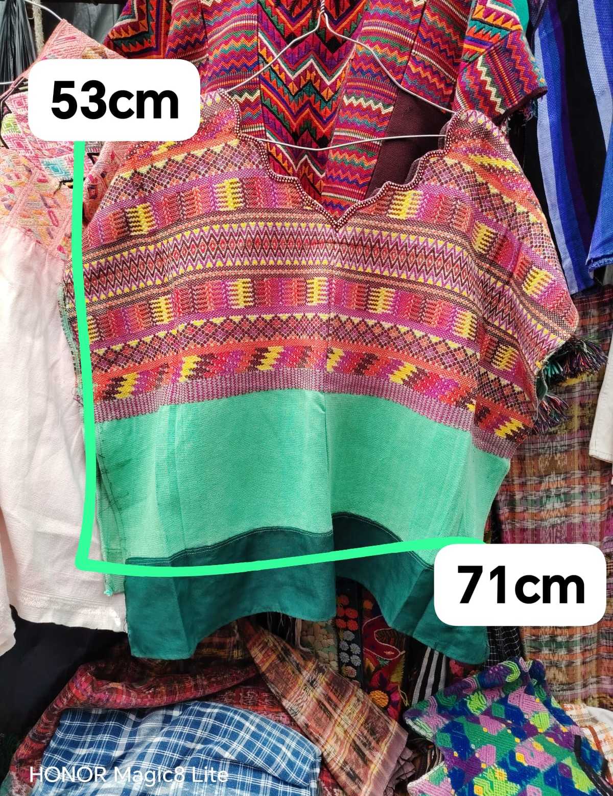 Pink and green Comalapa huipil #4-60