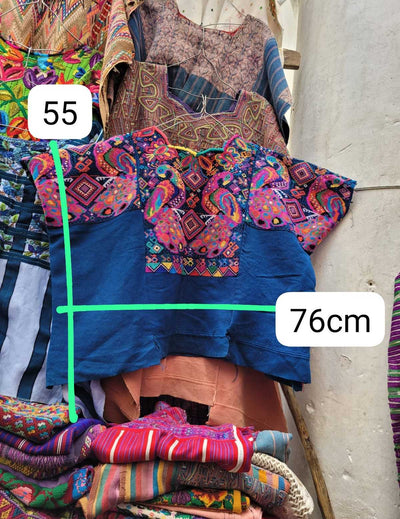 Shy peacocks Chichicastenango huipil #3-23