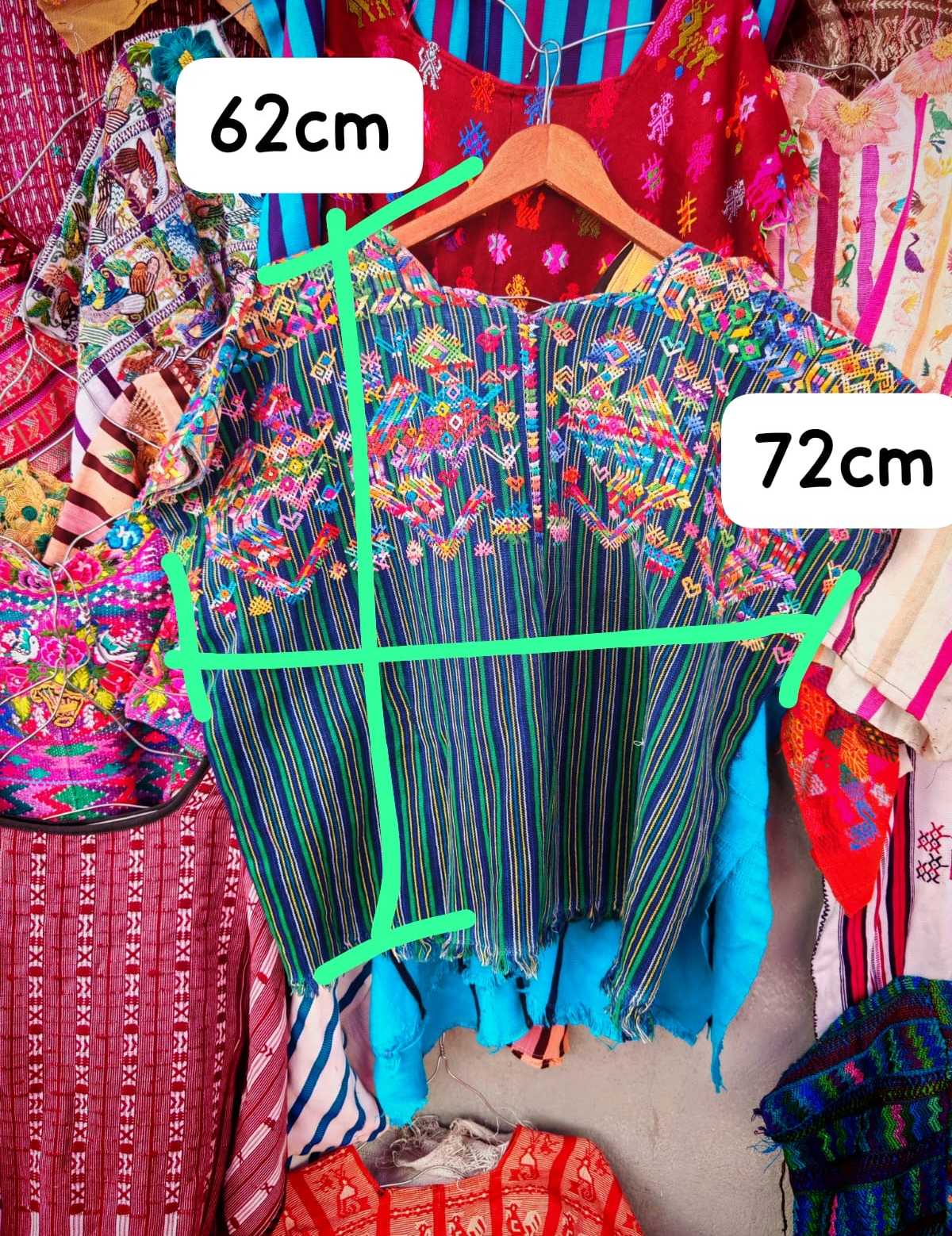 Striped blue and green Nahuala huipil #2-81