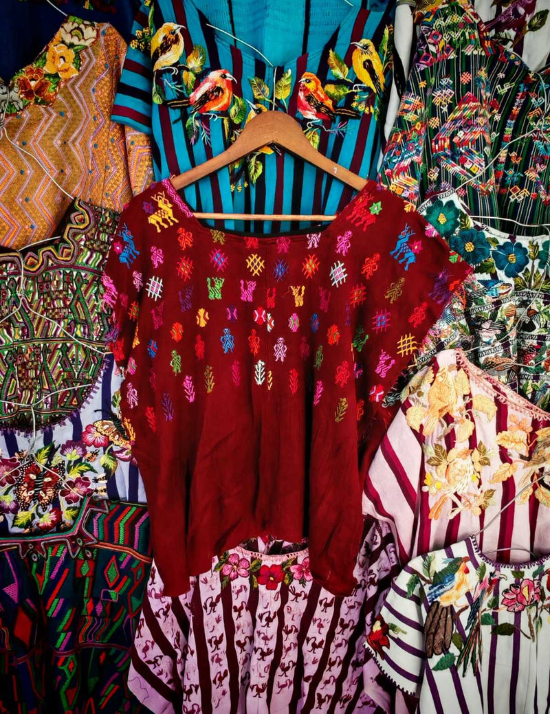 Burgundy San Lucas Toliman huipil #2-20
