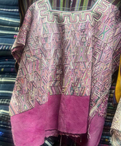 Vintage Guatemalan huipil with handwoven Mayan embroidery