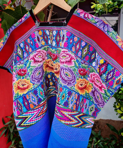 Vintage Guatemalan huipil with handwoven Mayan embroidery