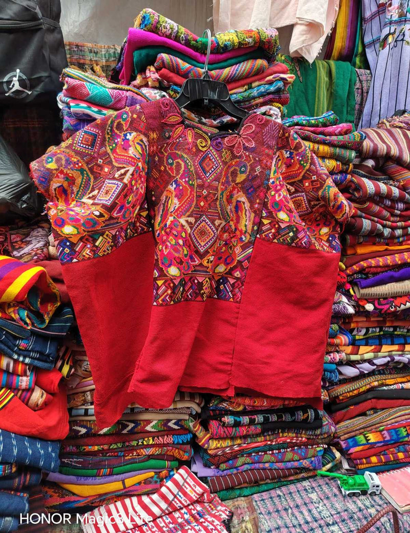 Red peacock Chichi huipil #4-23